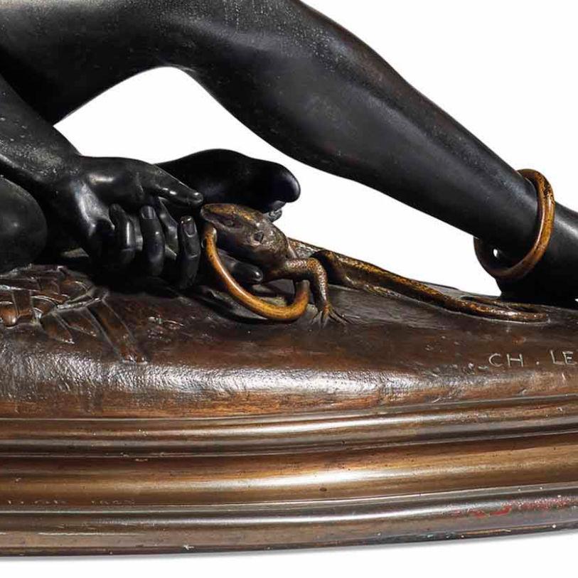 Charles Auguste Lebourg Orientalist Bronze Sculpture In Good Condition For Sale In New York, US