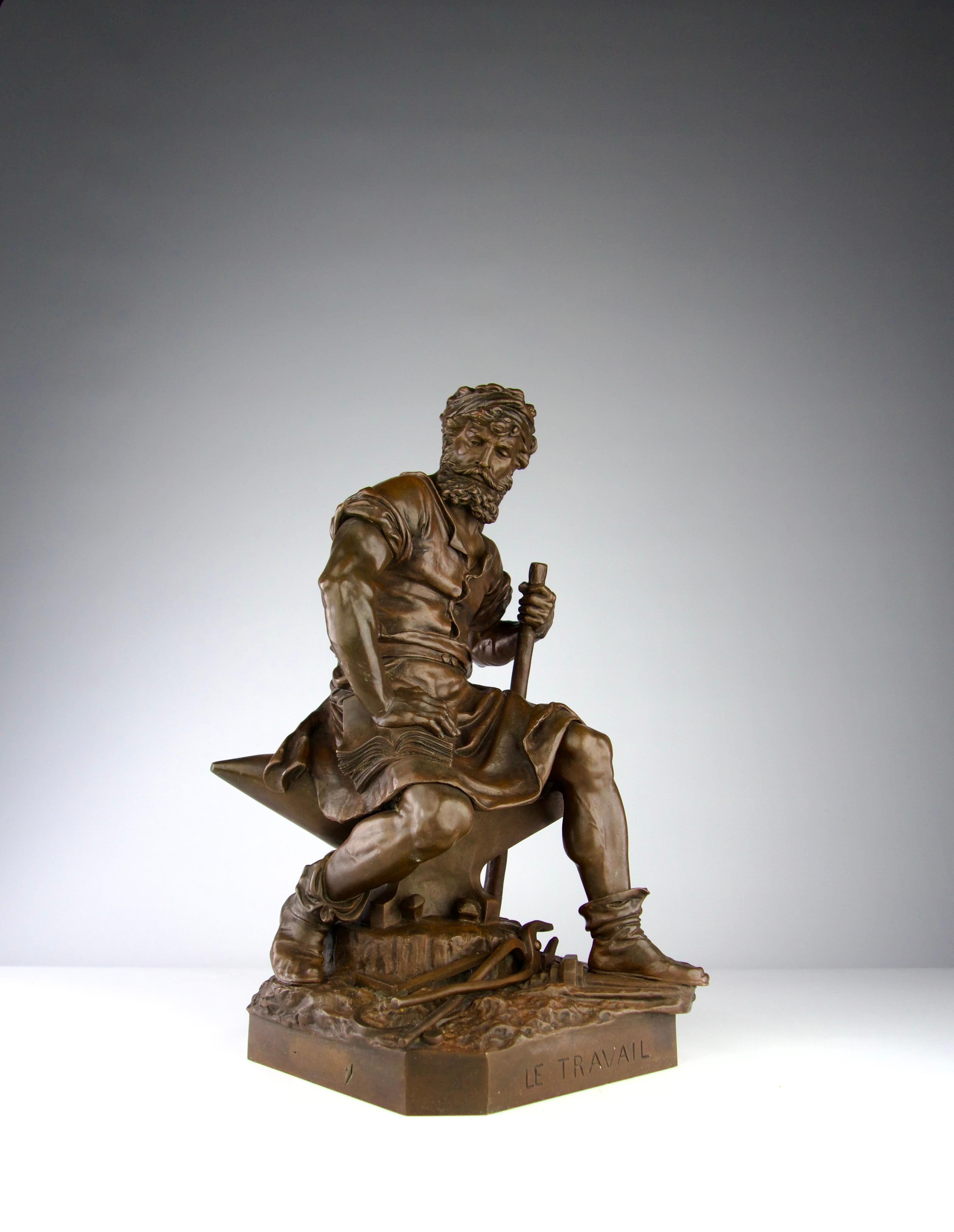 Charles Auguste Lebourg, Bronzeskulptur „Das Werk“, Frankreich 19. Jahrhundert im Angebot 11