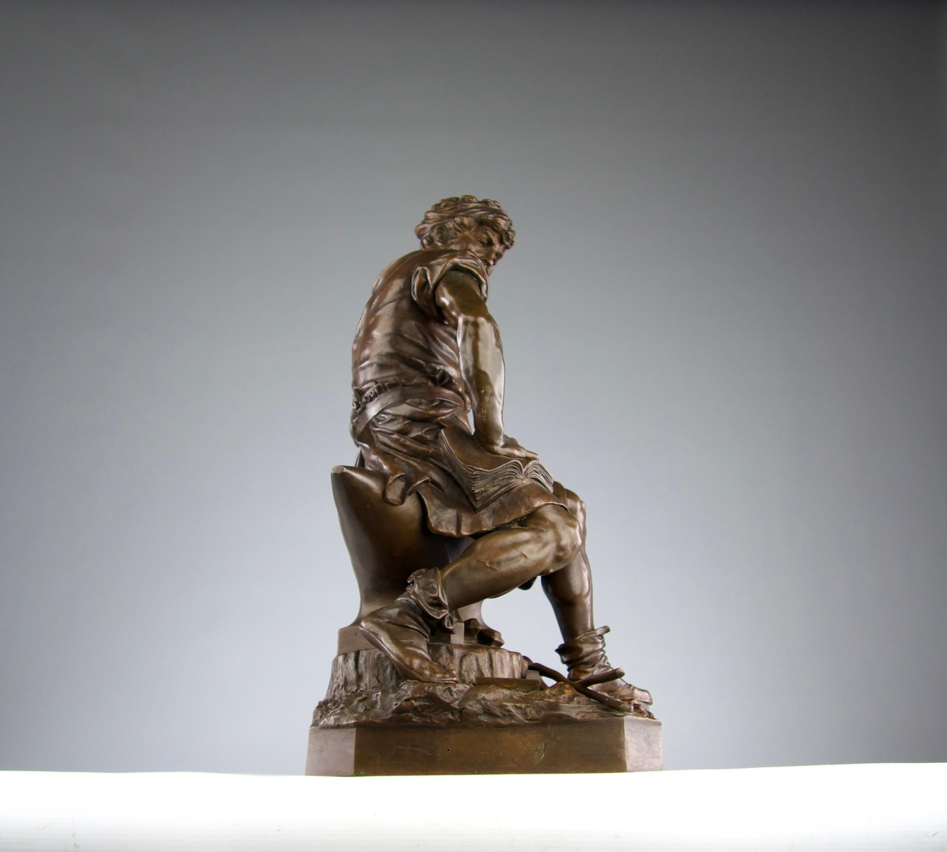 Charles Auguste Lebourg, Bronzeskulptur „Das Werk“, Frankreich 19. Jahrhundert im Angebot 3