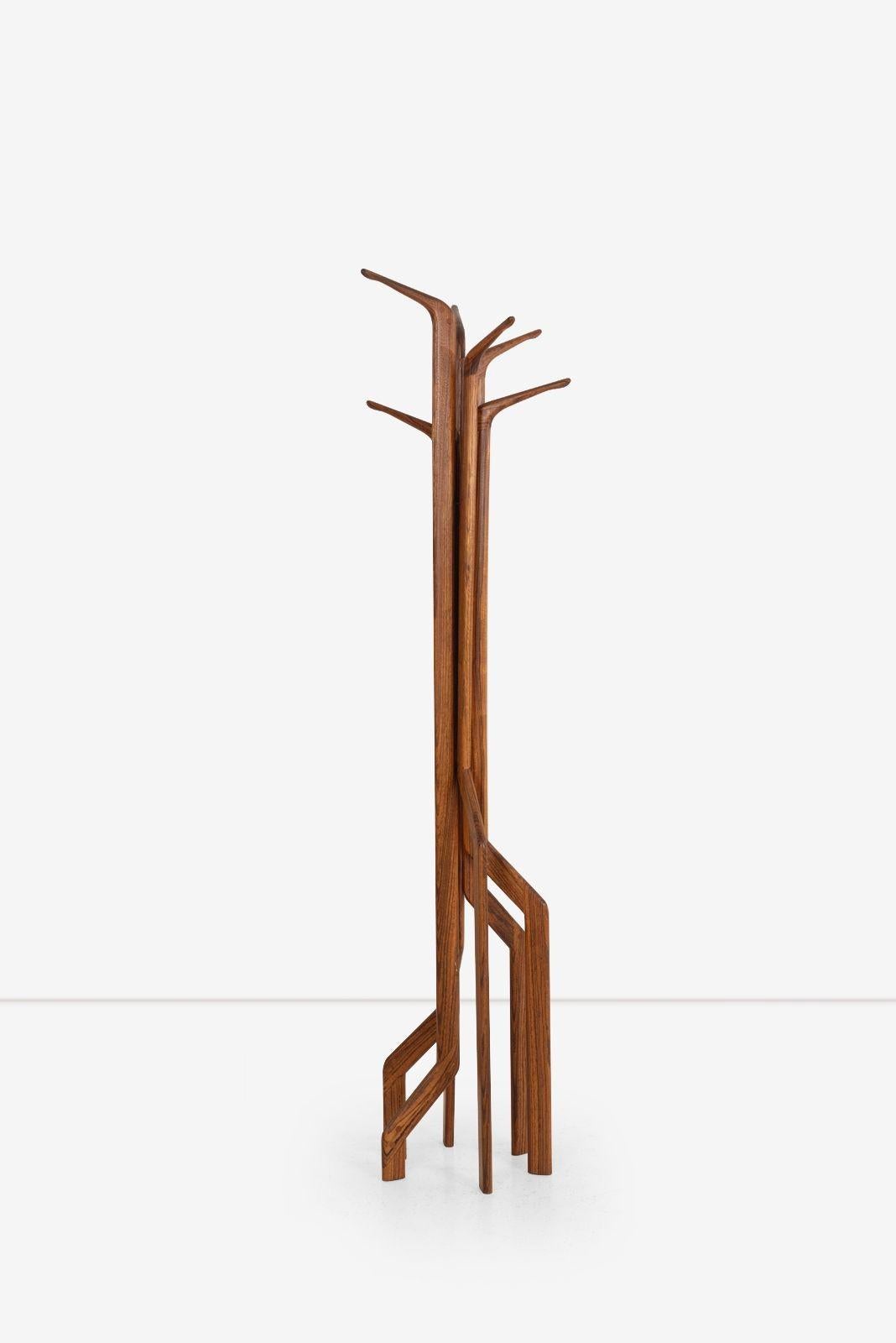 Hand-Carved Charles B. Cobb Coat Stand, 1978 Medium Walnut For Sale