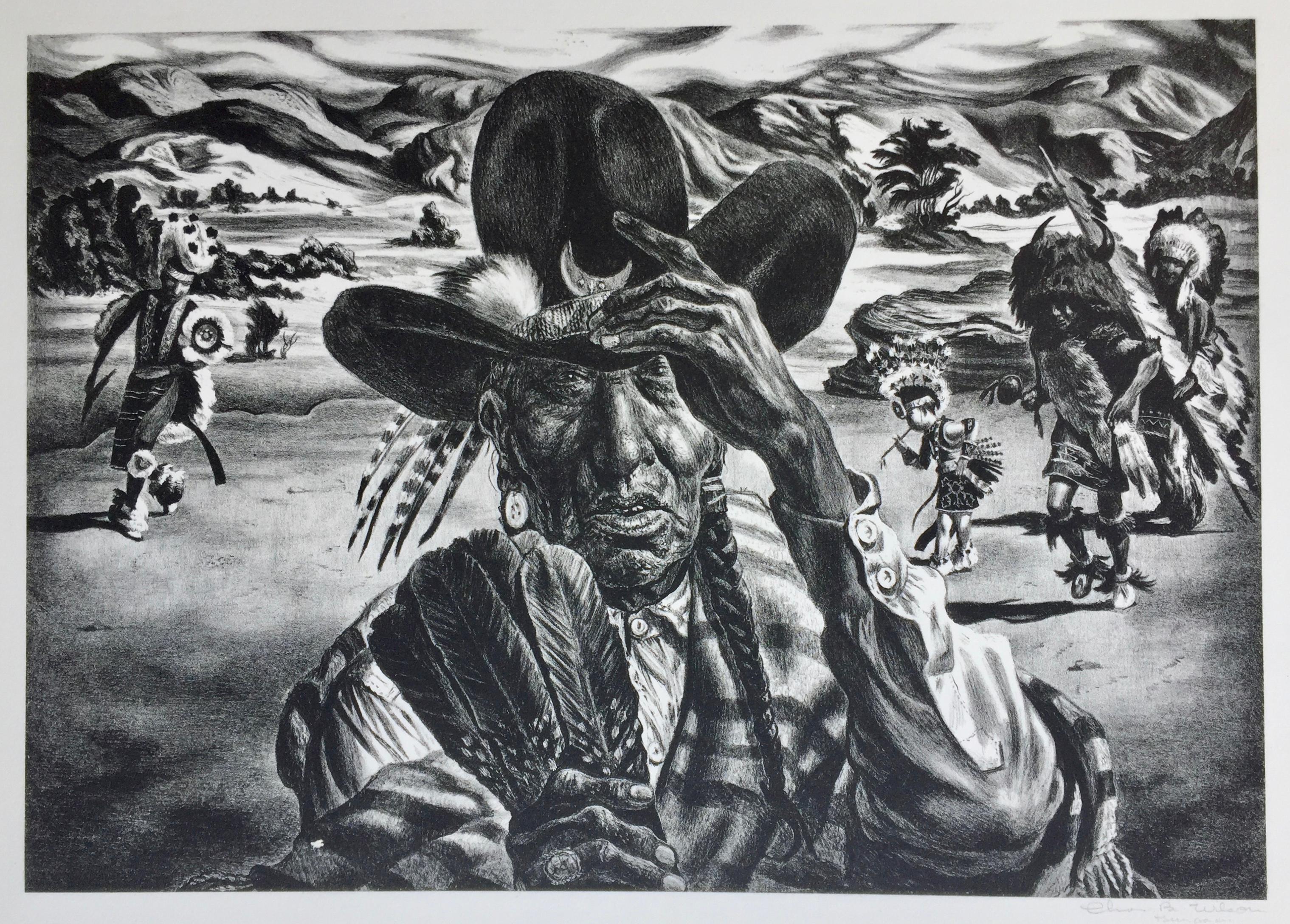 Charles Banks Wilson Figurative Print - Comanche Portrait