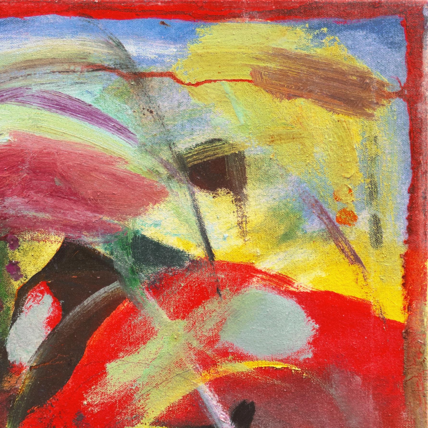 'Abstract, Citron & Scarlet', American Abstraction, Pittsburgh, Freeman Center - Brown Abstract Painting by Charles Barr