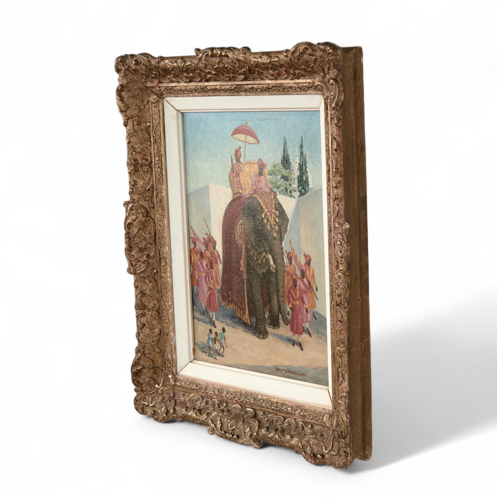 Peinture anglo-indienne d'une procession d'éléphants par Charles Baskerville en vente 9