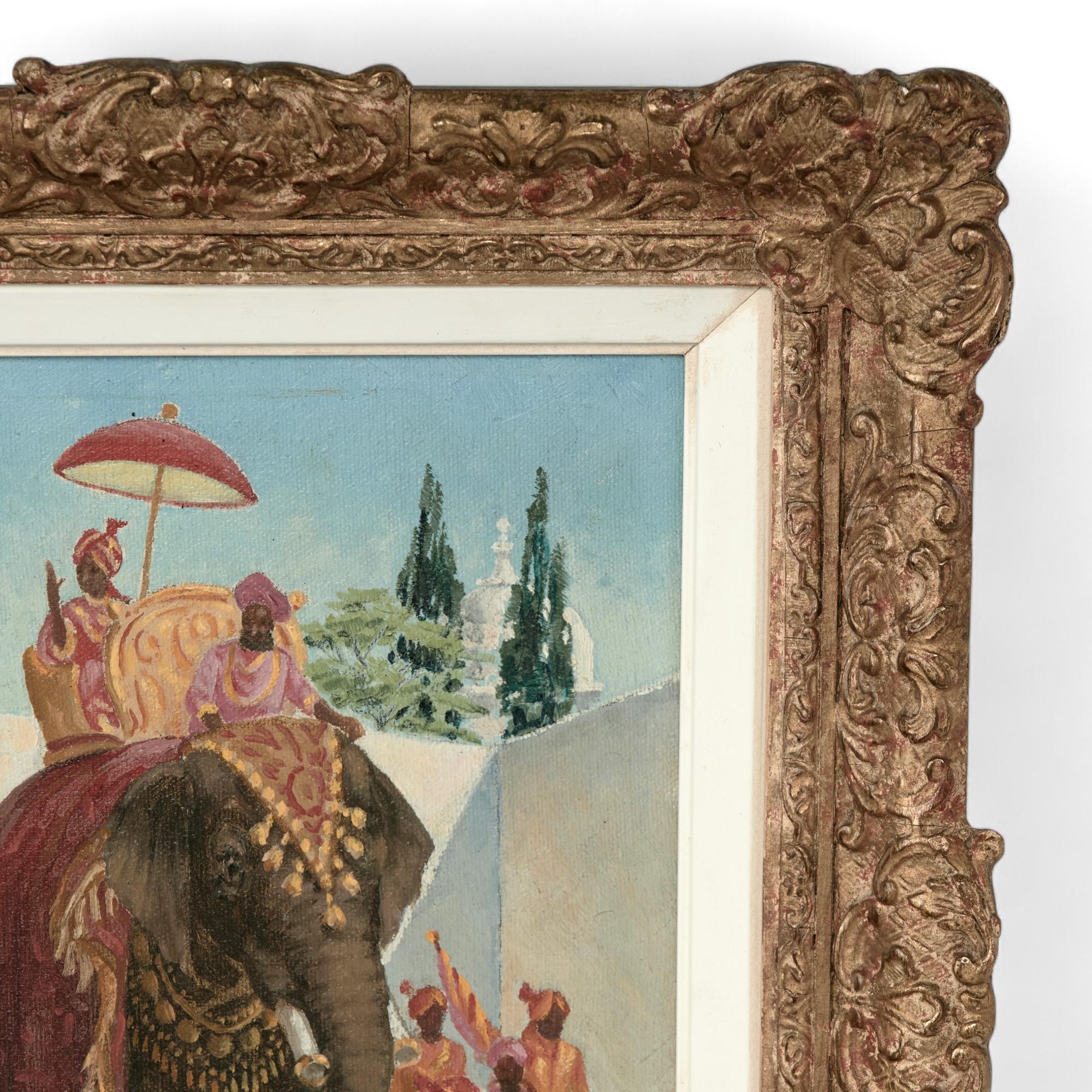Peinture anglo-indienne d'une procession d'éléphants par Charles Baskerville en vente 2