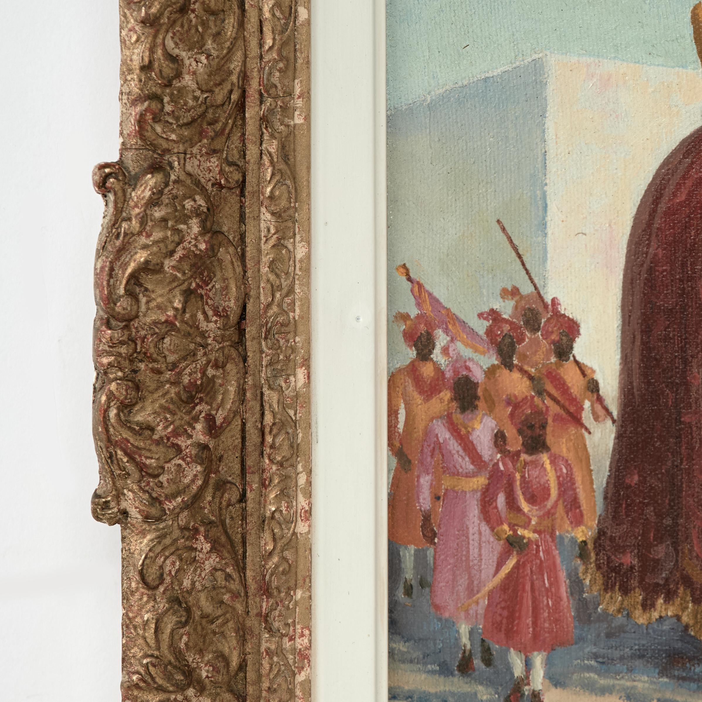 Peinture anglo-indienne d'une procession d'éléphants par Charles Baskerville en vente 4