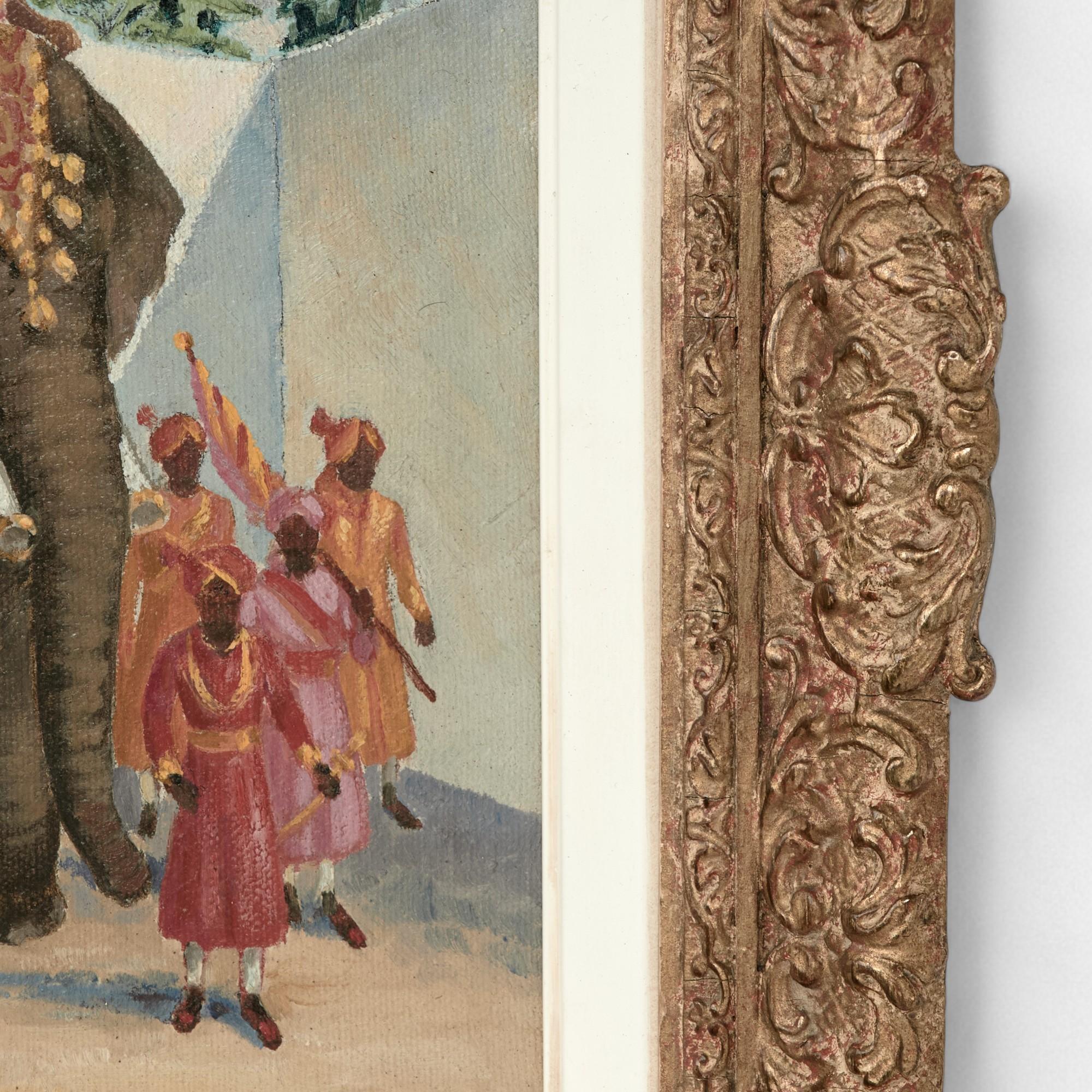 Peinture anglo-indienne d'une procession d'éléphants par Charles Baskerville en vente 5