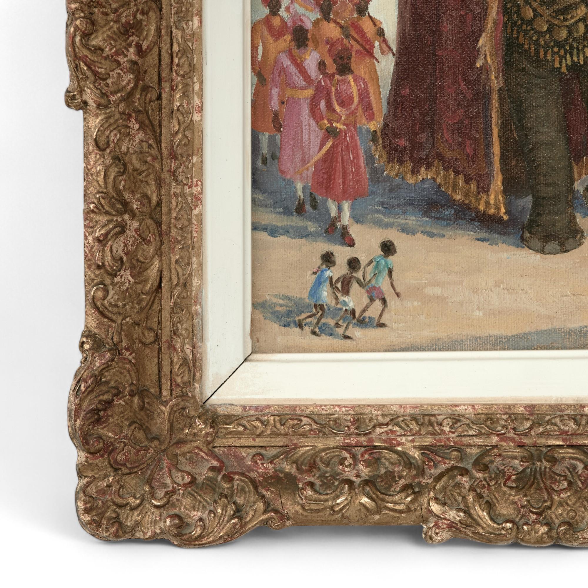 Peinture anglo-indienne d'une procession d'éléphants par Charles Baskerville en vente 6