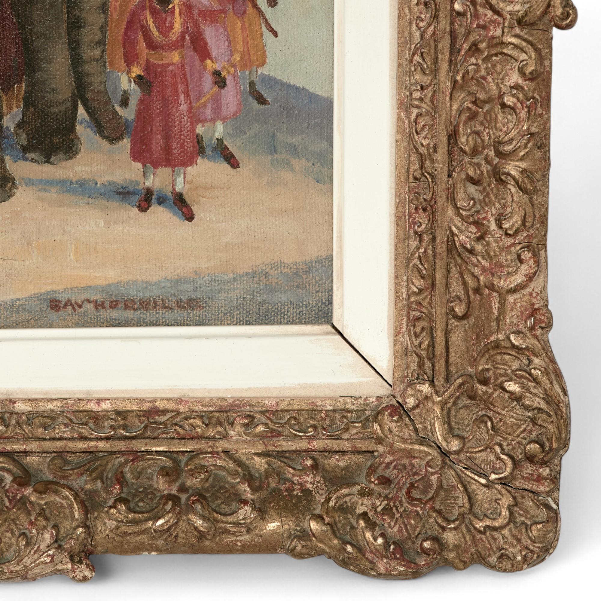 Peinture anglo-indienne d'une procession d'éléphants par Charles Baskerville en vente 7