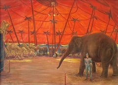 Vintage "Menagerie Tent: Ringling Brothers Circus" Charles Baskerville, Elephants Camels