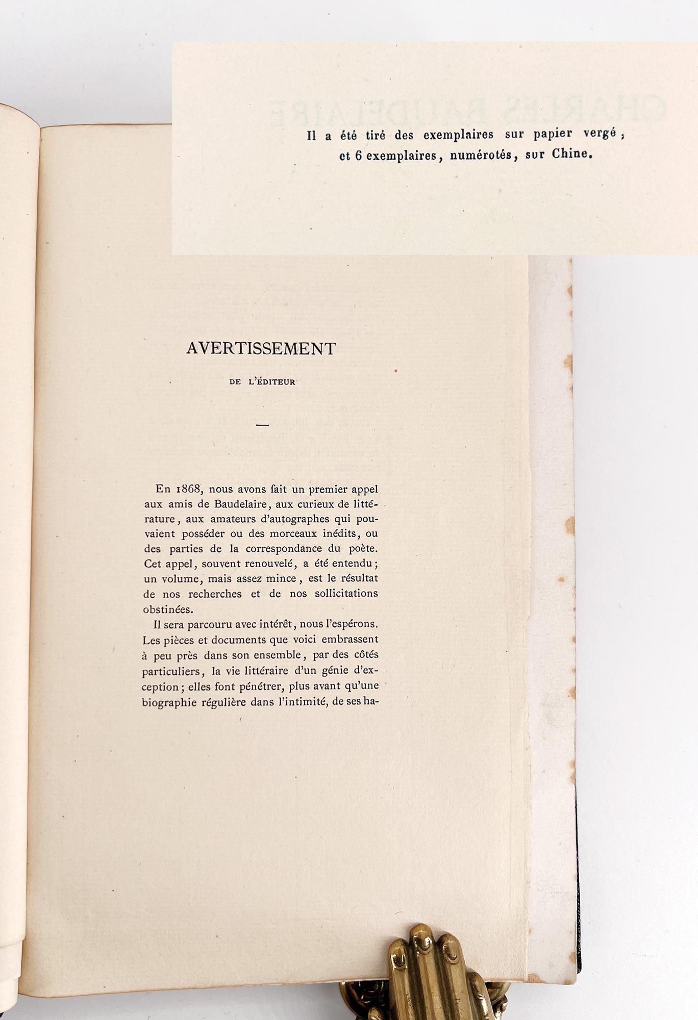 Charles Baudelaire: Souvenirs, Correspondances, Bibliographie, pièces inédites For Sale 1