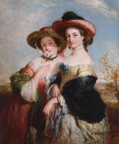 Before the ball. Antique oil on canvas by Charles Baxter