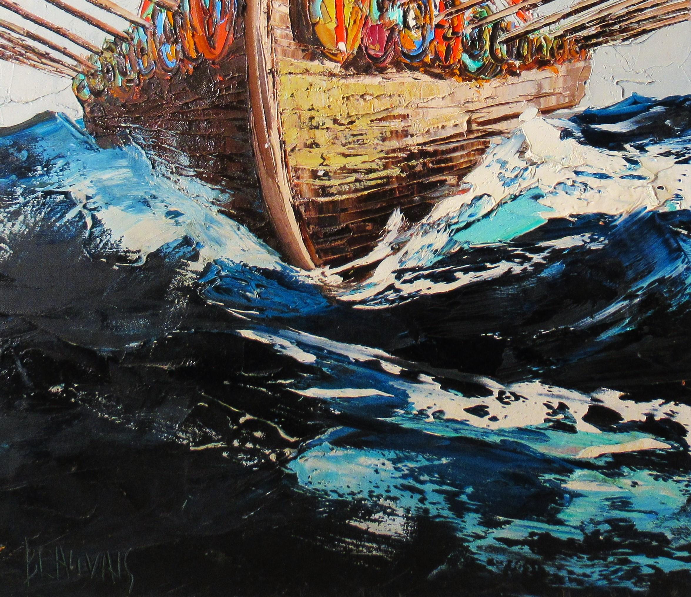 Viking Norse Oseberg - Impressionnisme américain Painting par Charles Beauvais