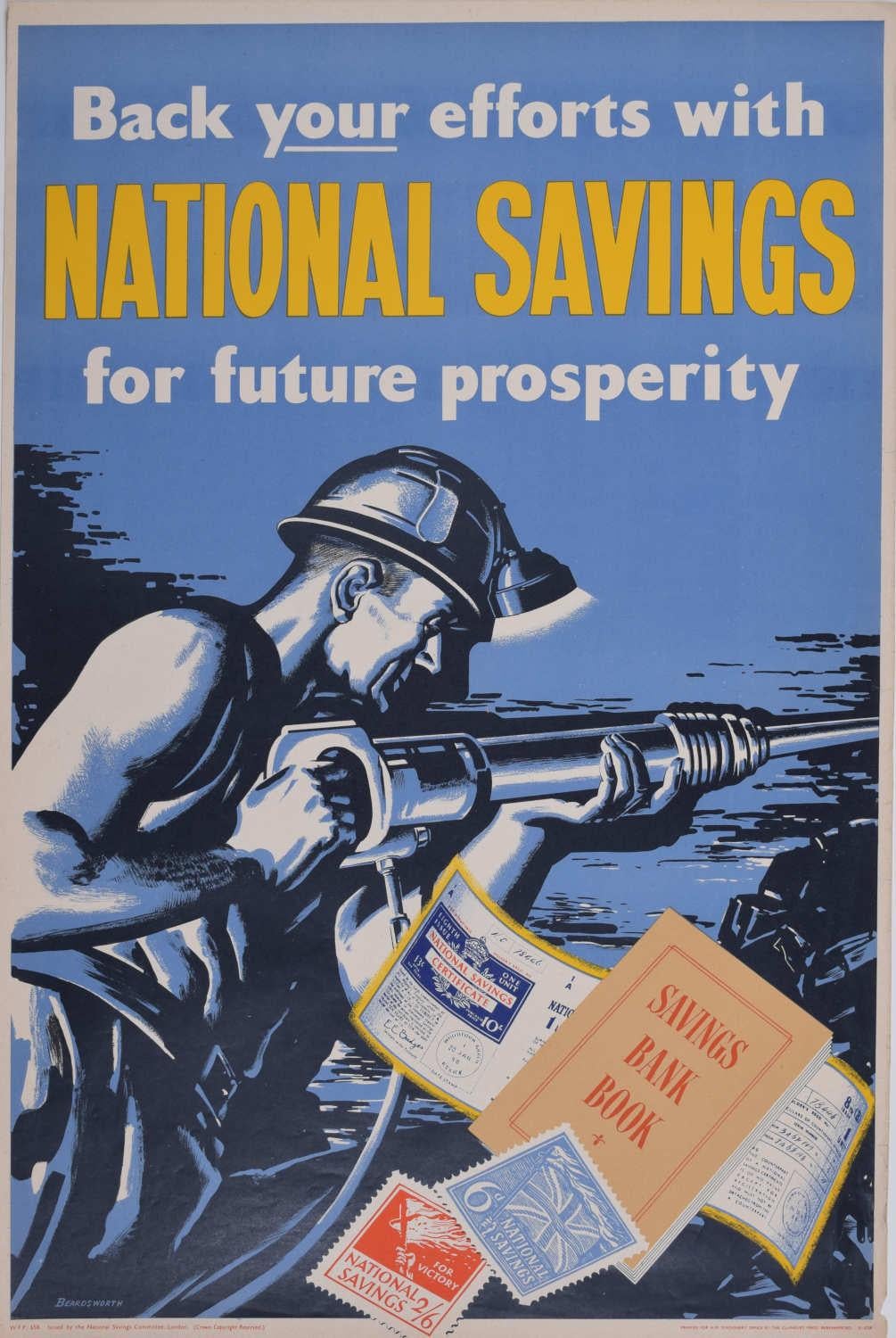 Mining for National Savings, original vintage poster by Charles Beardsworth