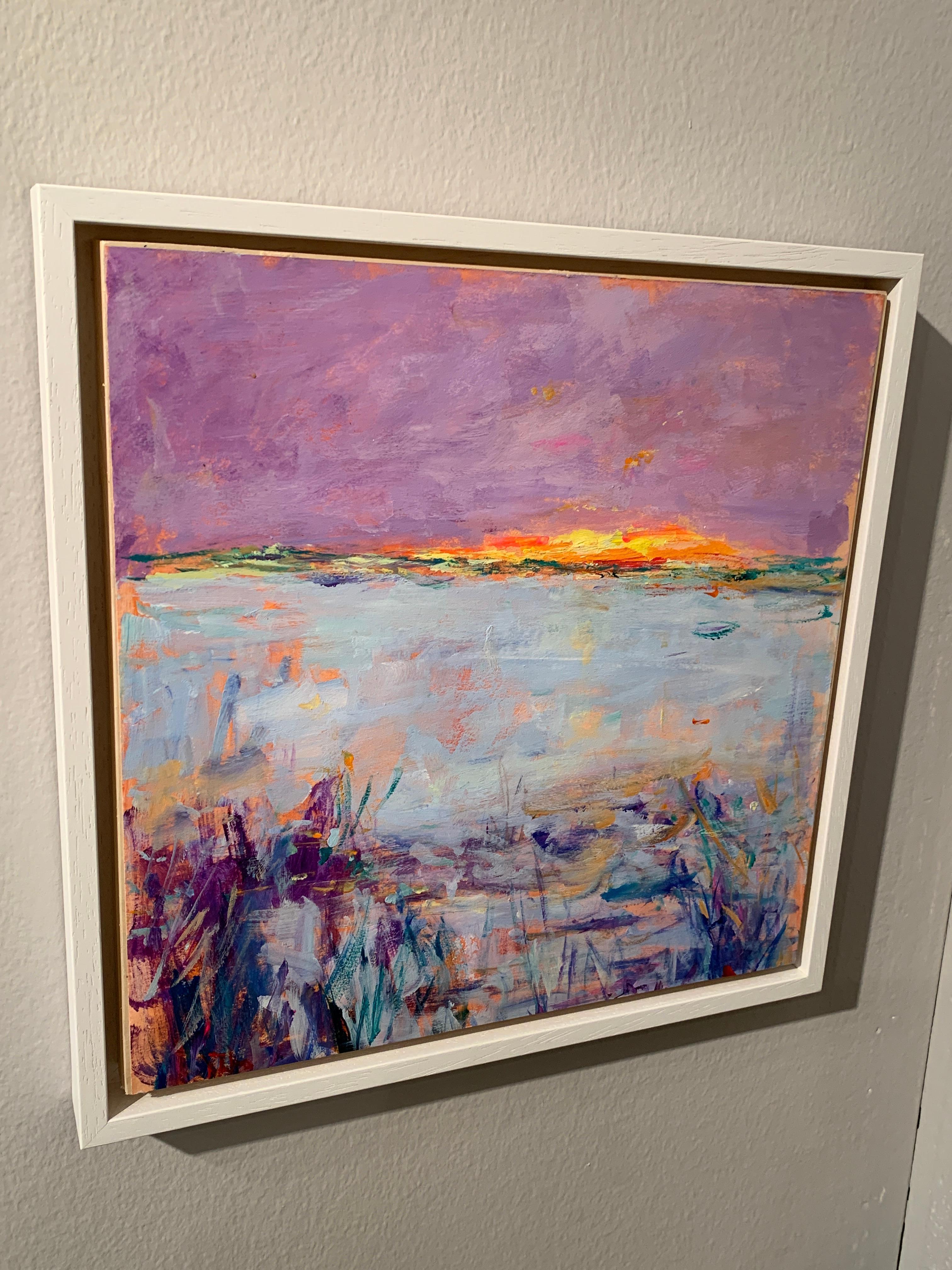 Amerikanischer / englischer Impressionist, Sonnenuntergang über einem See in Connecticut im Angebot 1