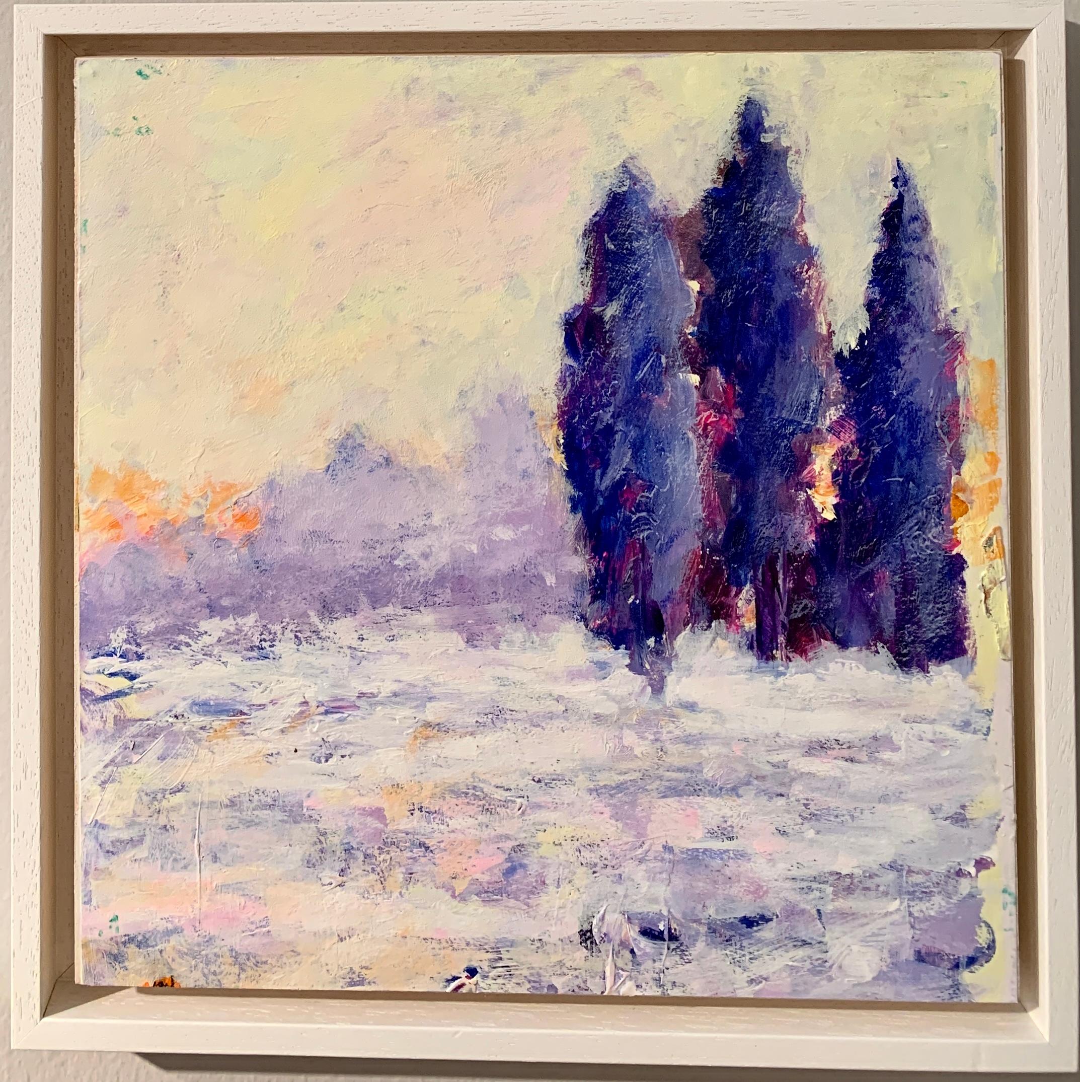 Charles Bertie Hall Figurative Painting - American / English Impressionist  view of  Aspen, Colorado in the snow 