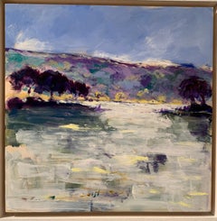 Impressionniste américain/anglais  vue de  champs lavandes dans un paysage français