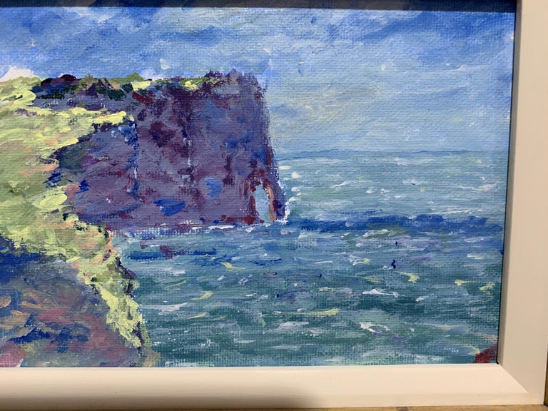 American Impressionist Coastal landscape with cliffs by the sea. - Brown Landscape Painting by Charles Bertie Hall