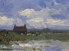 American Impressionist sketch of a farm house in New England, near Litchfield CT