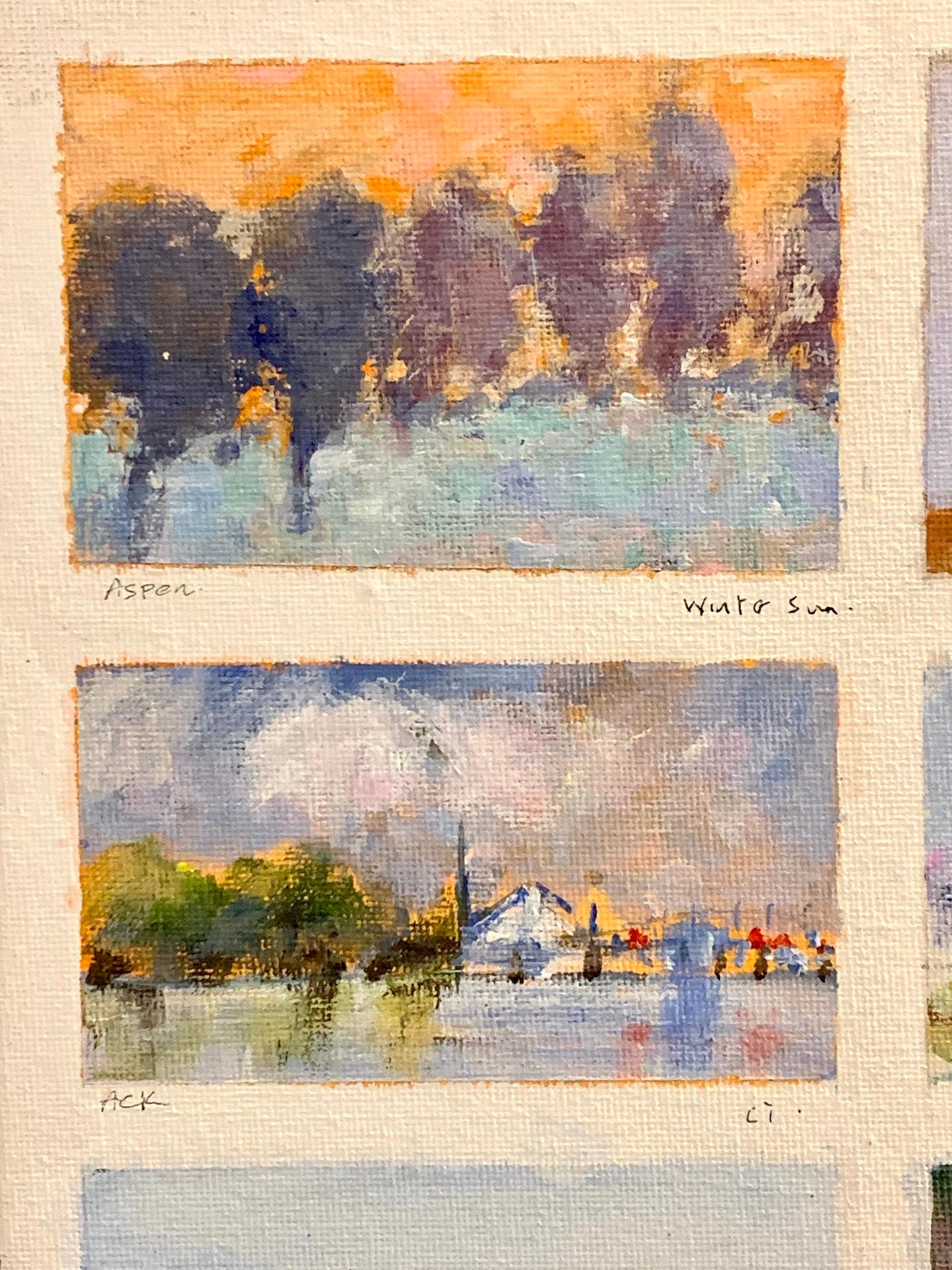 Boceto impresionista americano de Aspen, Nantucket, Venice, Sconset, Norfolk - Landscape Painting Marrón de Charles Bertie Hall