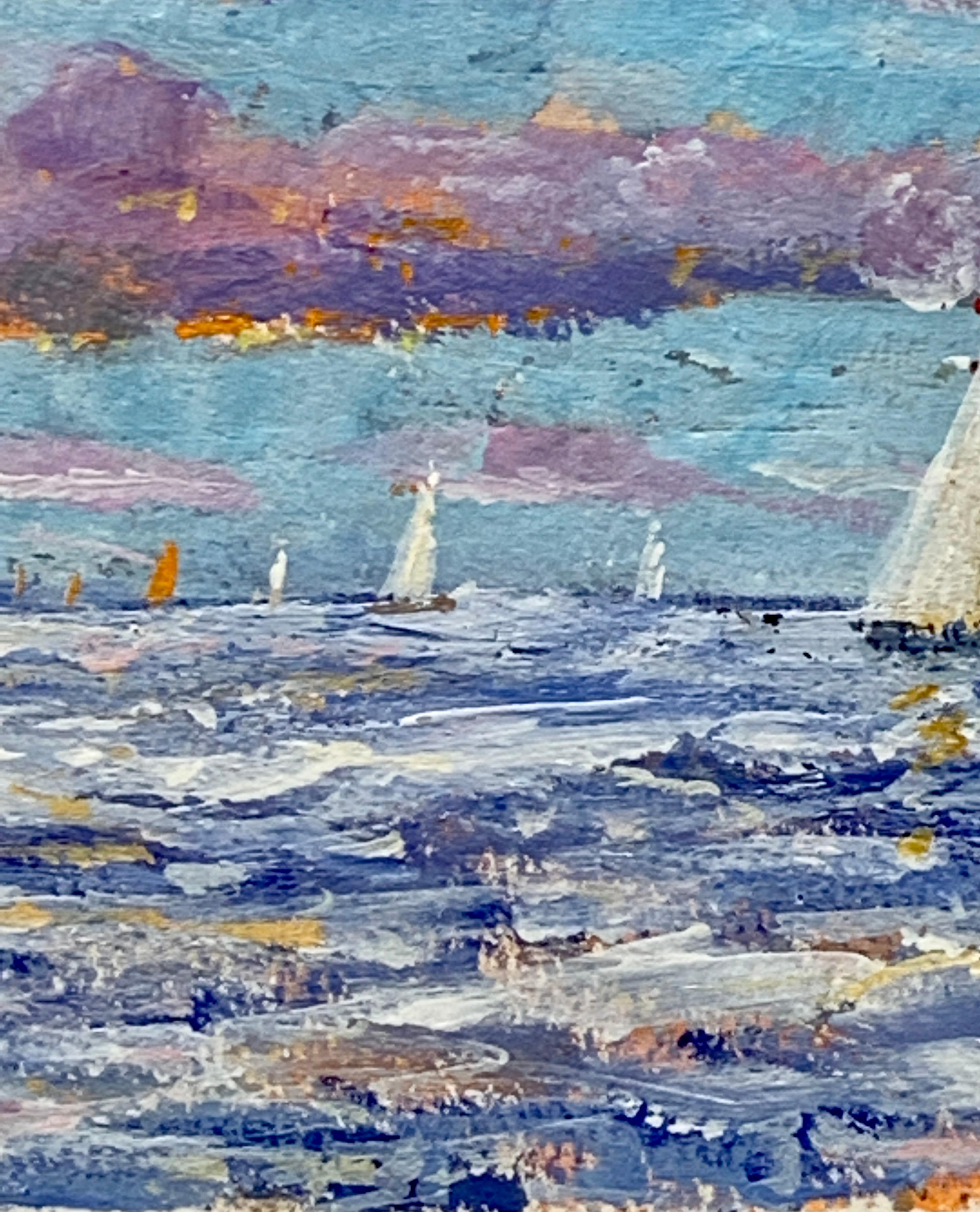 Scène impressionniste anglaise représentant une scène marine avec des yachts au large de la côte de Marin.

Charles Bertie Hall a peint des scènes dans toute l'Angleterre, l'Europe et l'Amérique, dans un style impressionniste traditionnel. Il a