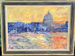 English Impressionist Ansicht von St. Pauls von der Themse aus, bei Sonnenuntergang, London
