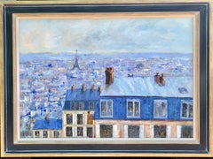 French Impressionist view of Paris from a roof top, Montmartre 