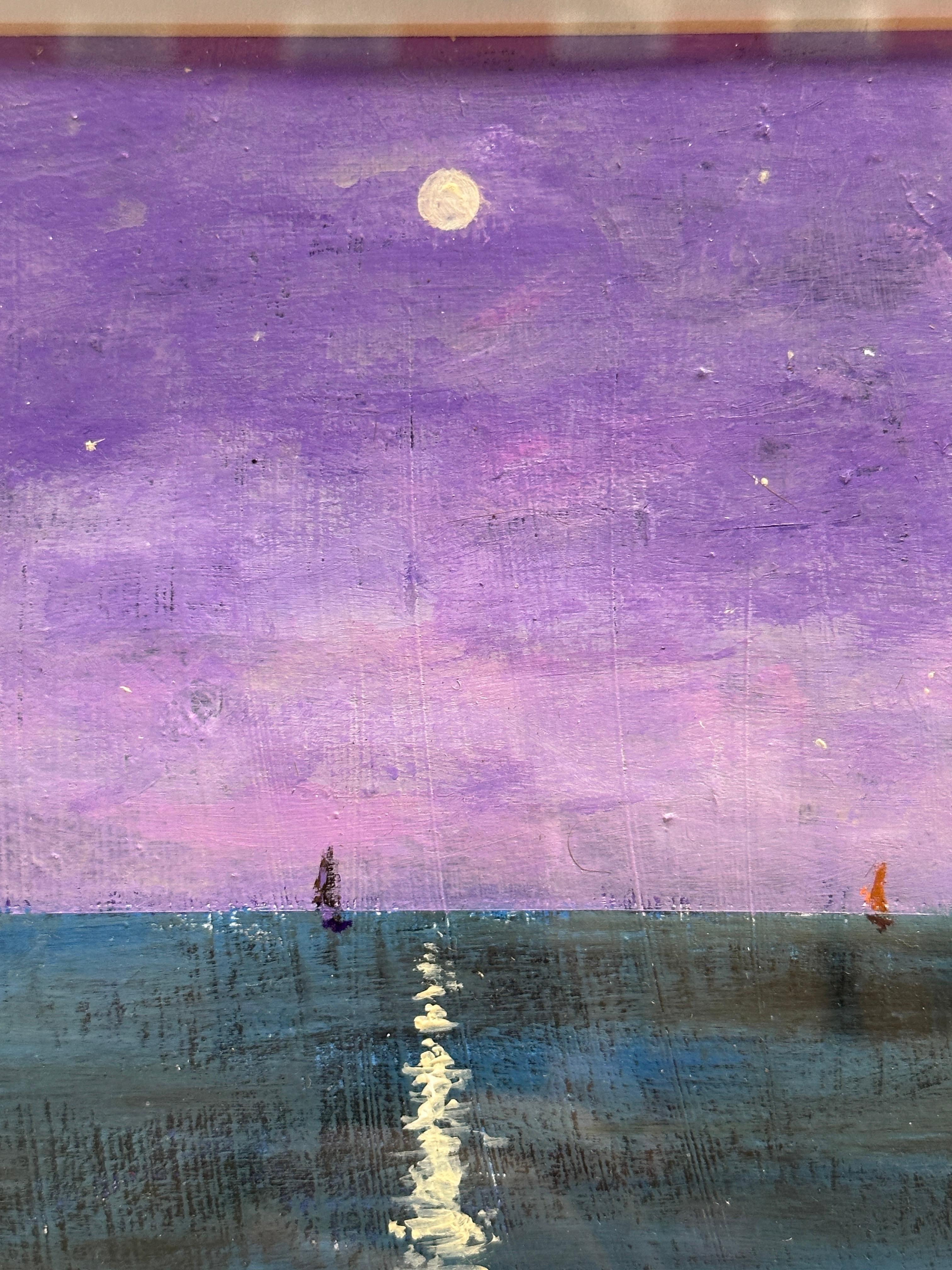 Impressionistische Bootsszene unter einem violetten Himmel (Impressionismus), Painting, von Charles Bertie Hall