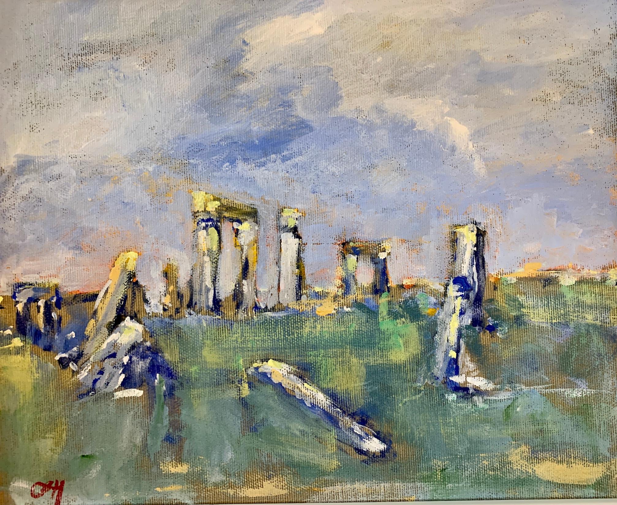  Impressionist Landscape oil of  the world famous Stone Henge in the UK - Painting by Charles Bertie Hall