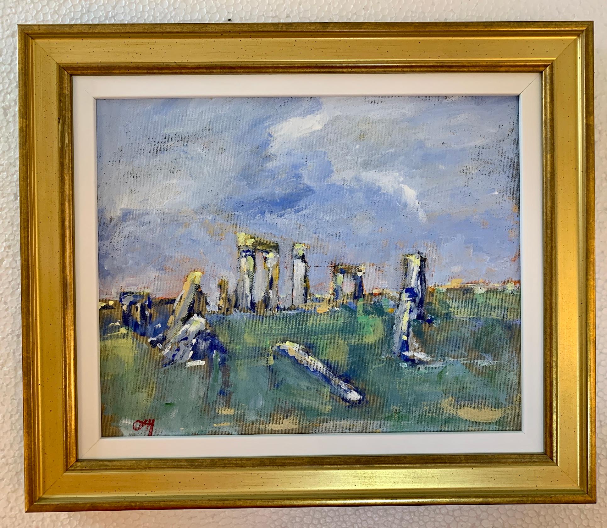 Charles Bertie Hall Landscape Painting -  Impressionist Landscape oil of  the world famous Stone Henge in the UK