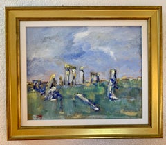 Impressionistische Landschaft, Ölgemälde von  Der weltberühmte Stein Henge im Vereinigten Königreich