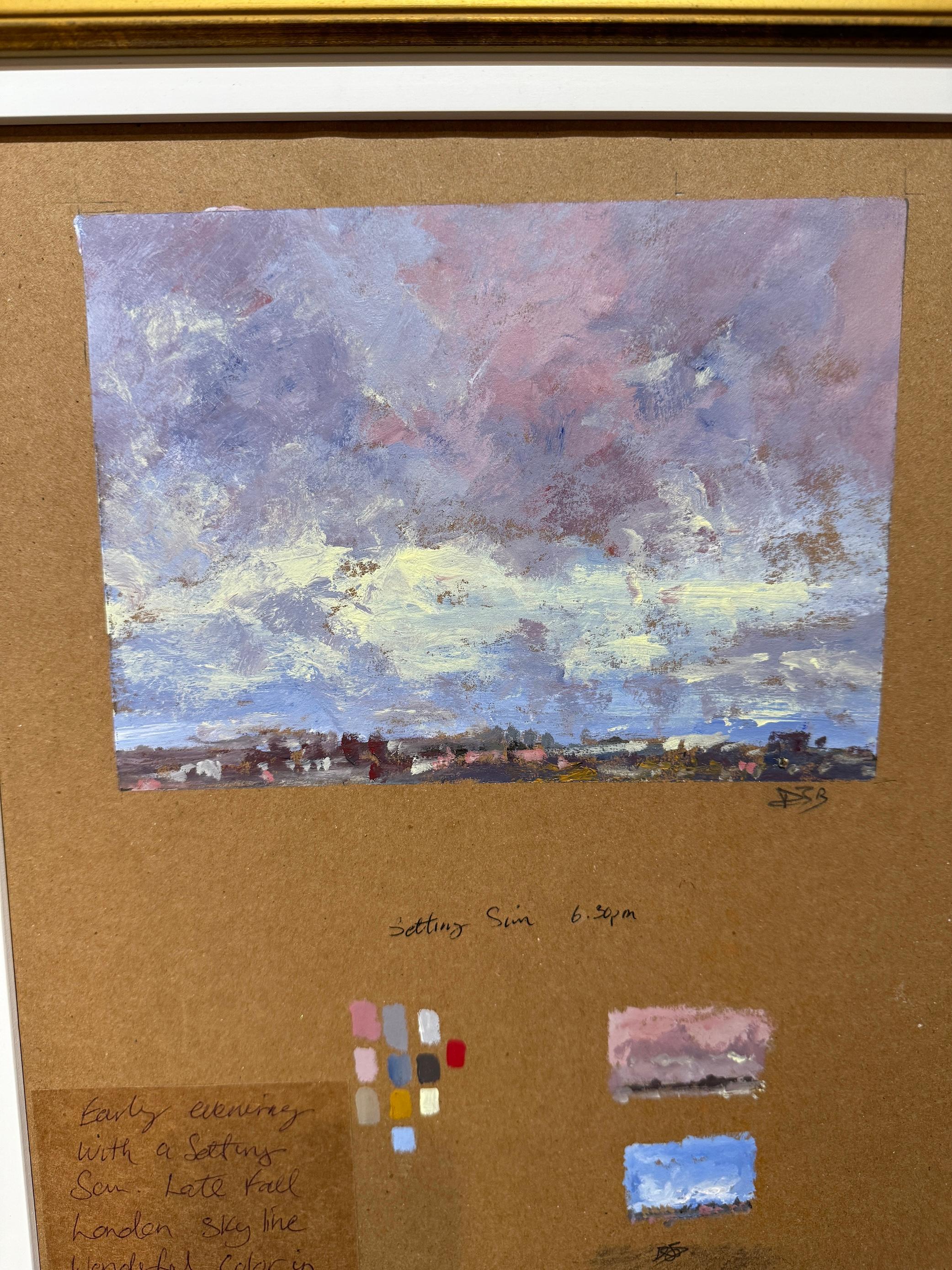 Impressionist Landscape oil Sketch of the Sky line of London - Painting by Charles Bertie Hall