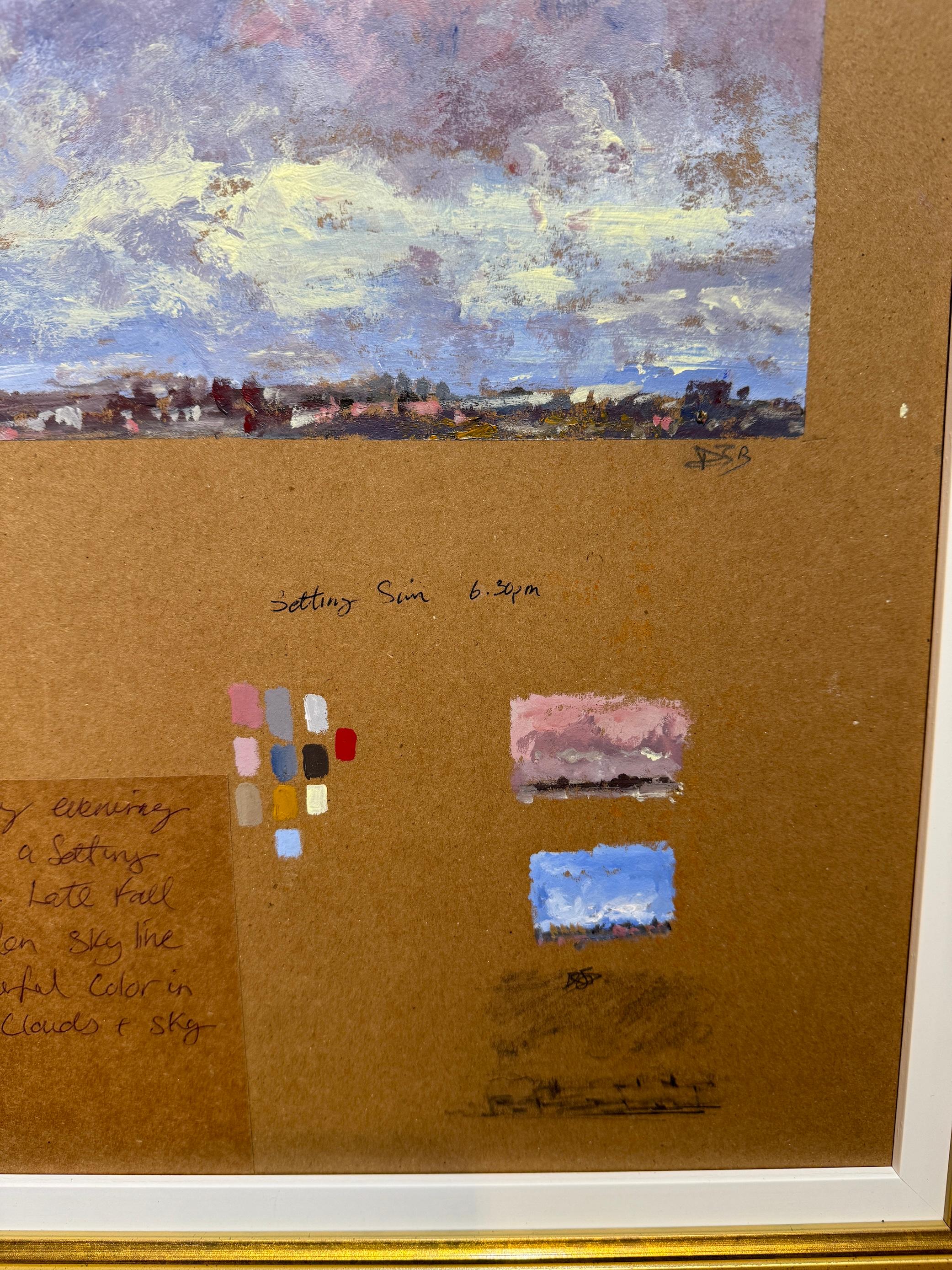 Impressionist Landscape oil Sketch of the Sky line of London - Brown Landscape Painting by Charles Bertie Hall