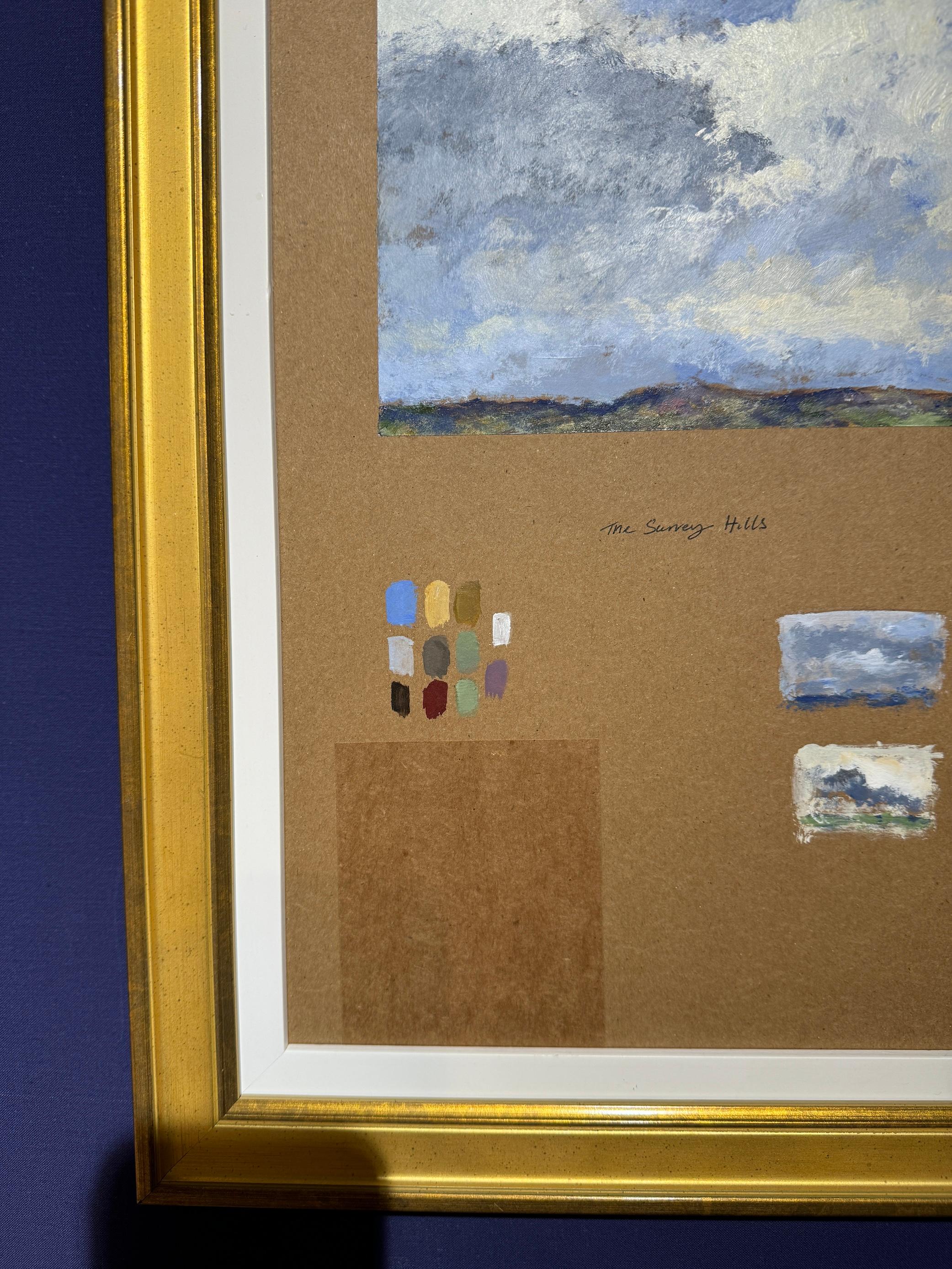Paisaje impresionista escena del cielo al óleo Boceto de las colinas de Surrey en el Reino Unido - Painting Impresionista de Charles Bertie Hall