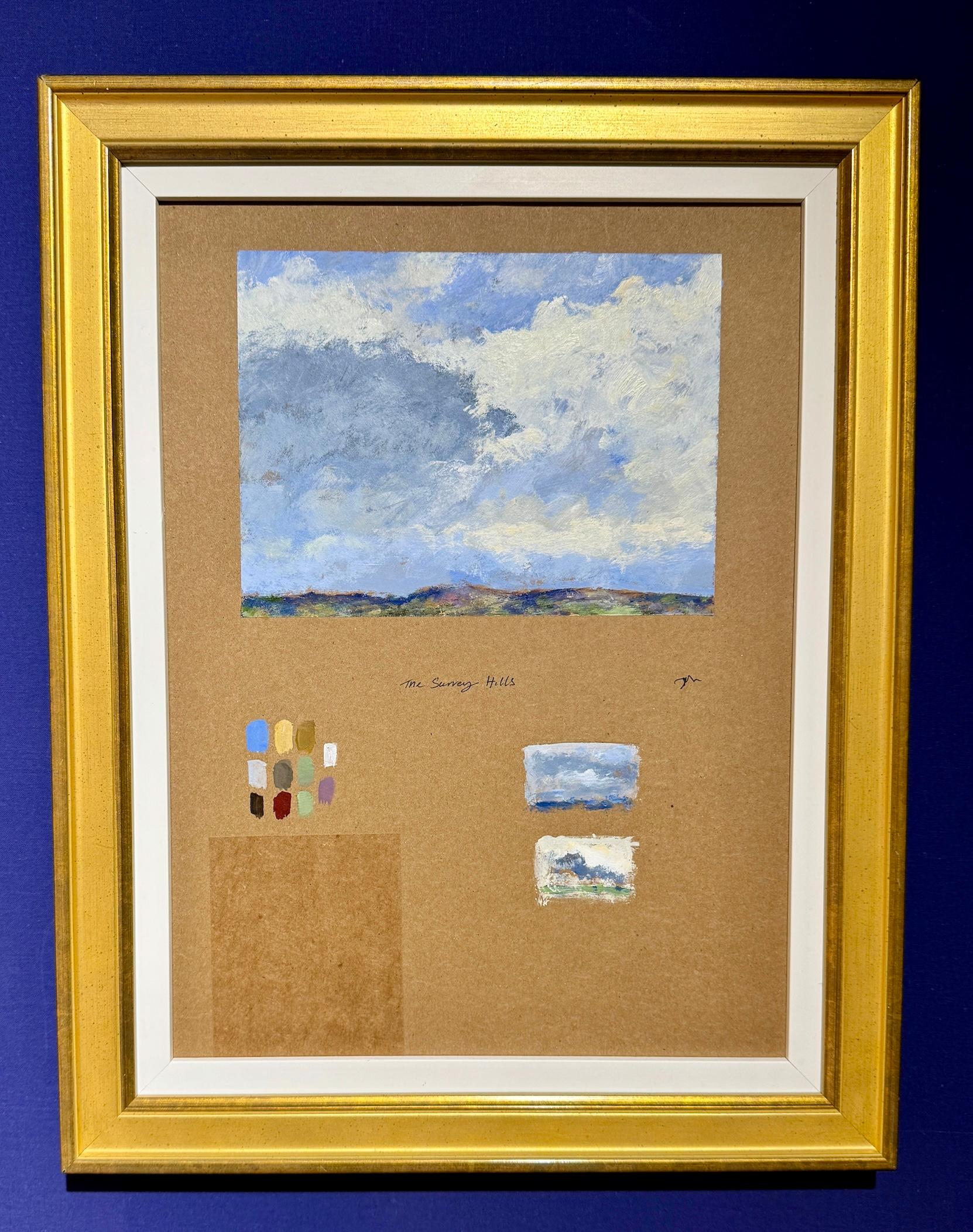 Figurative Painting de Charles Bertie Hall - Paisaje impresionista escena del cielo al óleo Boceto de las colinas de Surrey en el Reino Unido
