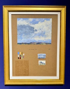 Impressionist Landscape sky scene oil Sketch of the Surrey Hills in the UK