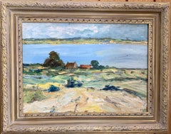 Impressionist Late 20th century River landscape with cottage in Norfolk, England