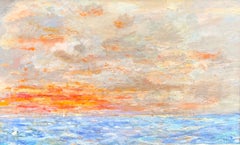 Impressionniste:: fin du 20e siècle:: paysage marin de la côte du Connecticut au lever du soleil