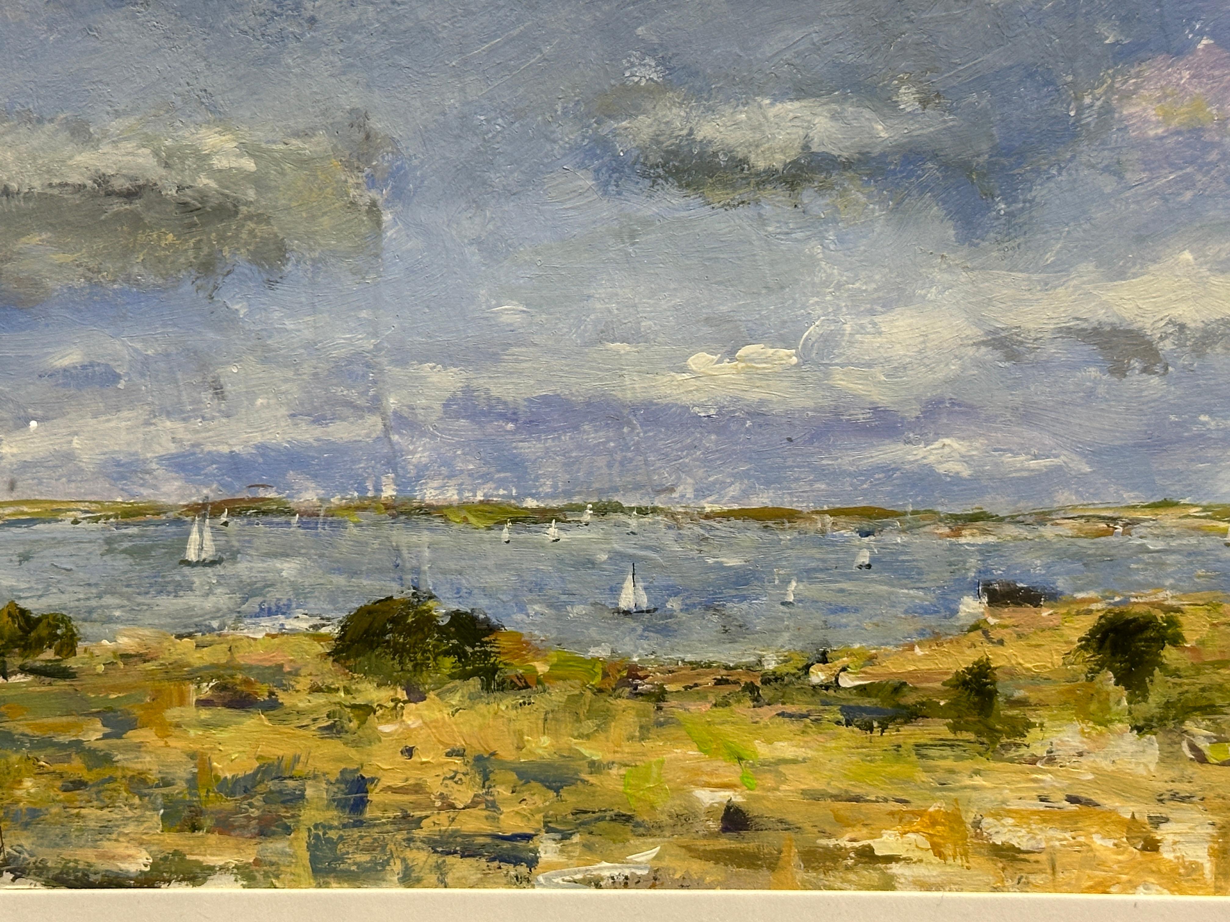 Impressionistische Szene von Booten in einer Bucht mit einer Landschaft (Impressionismus), Painting, von Charles Bertie Hall