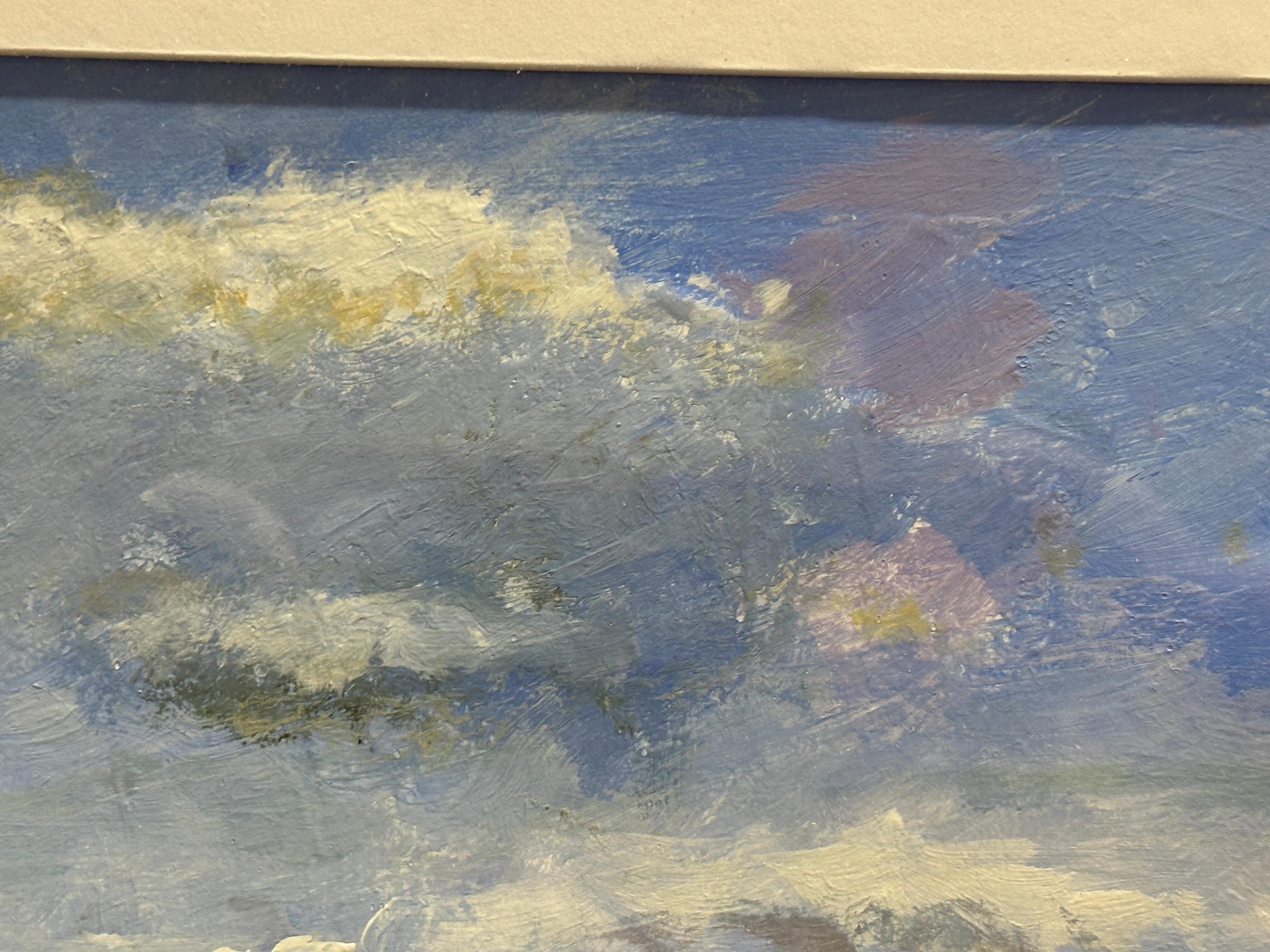 Impressionistische Szene von Booten in einer Bucht mit einer Landschaft im Angebot 3
