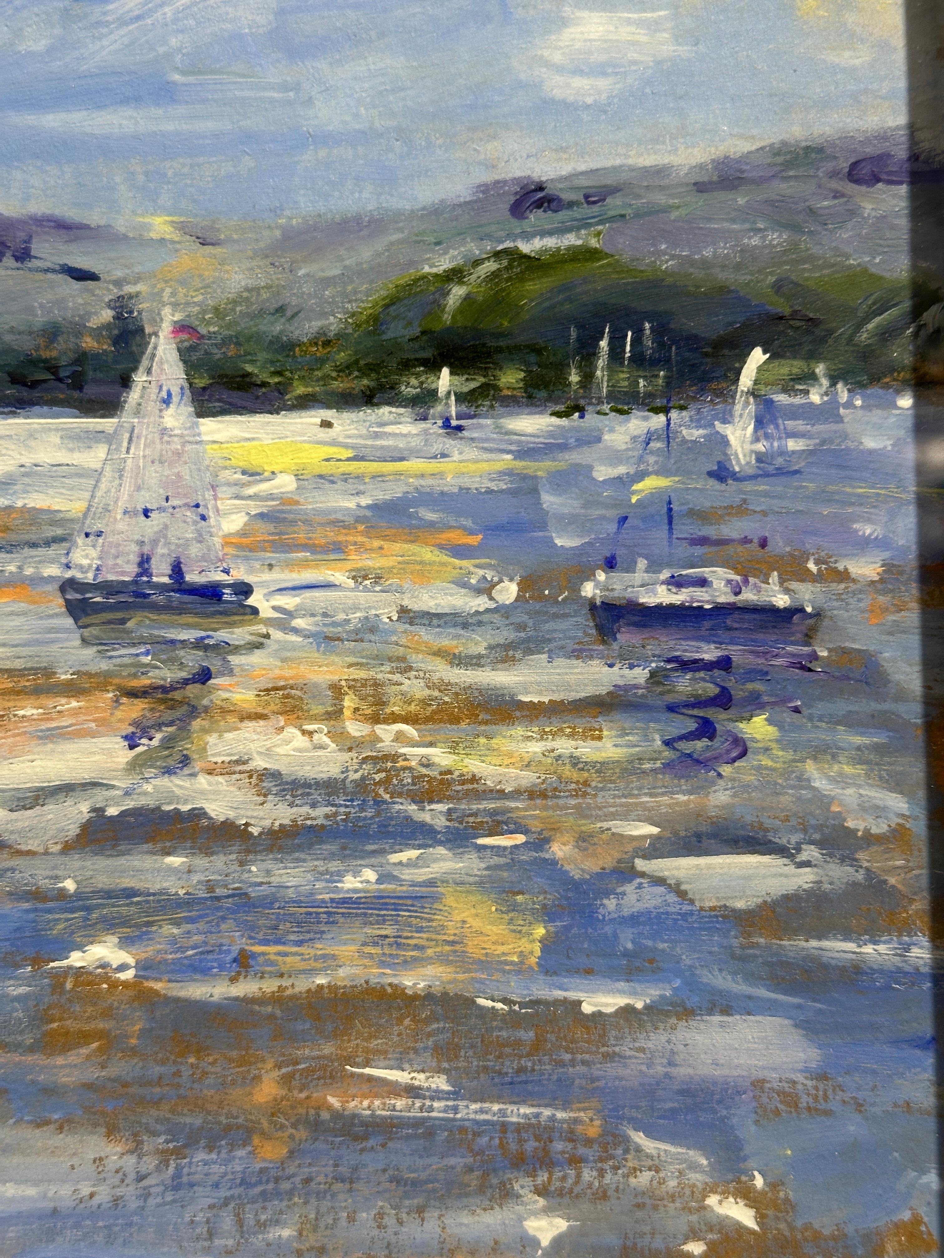 Scène impressionniste de voiliers dans le Long Island Sound - Impressionnisme Photograph par Charles Bertie Hall