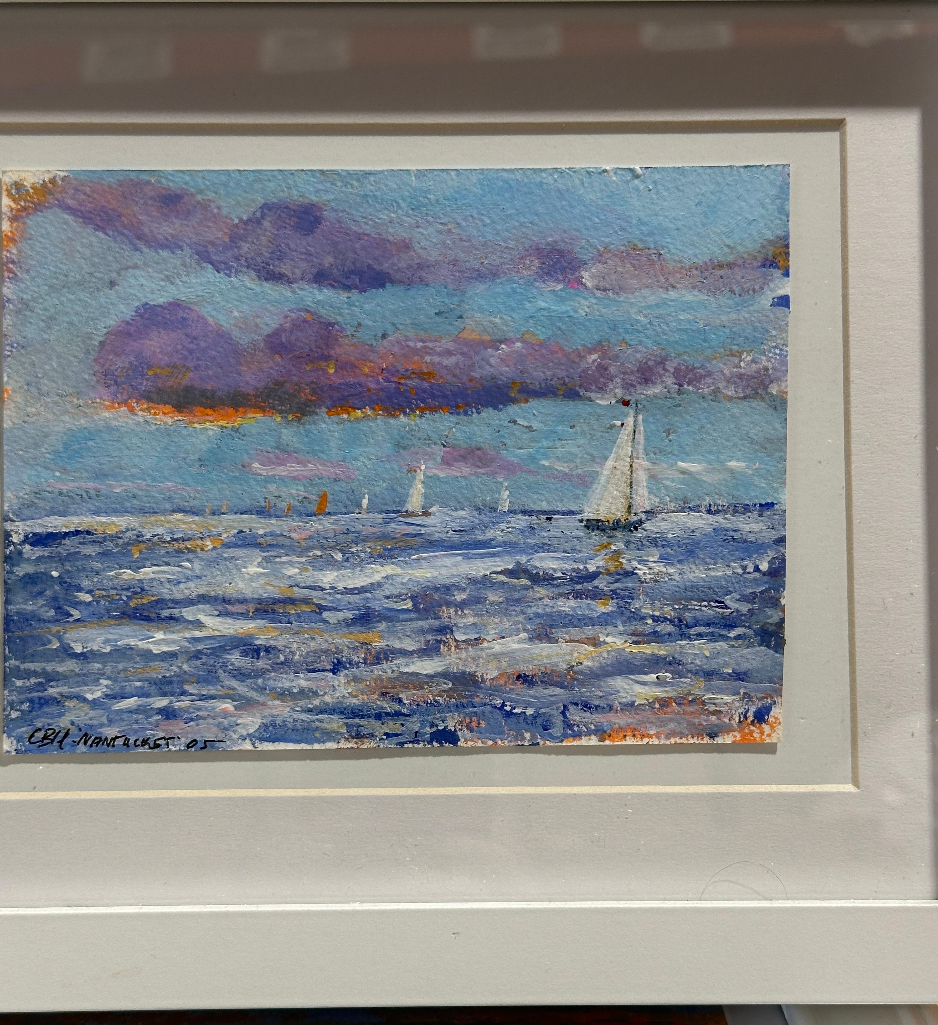 Scène impressionniste de navigation au large des côtes anglaises - Painting de Charles Bertie Hall