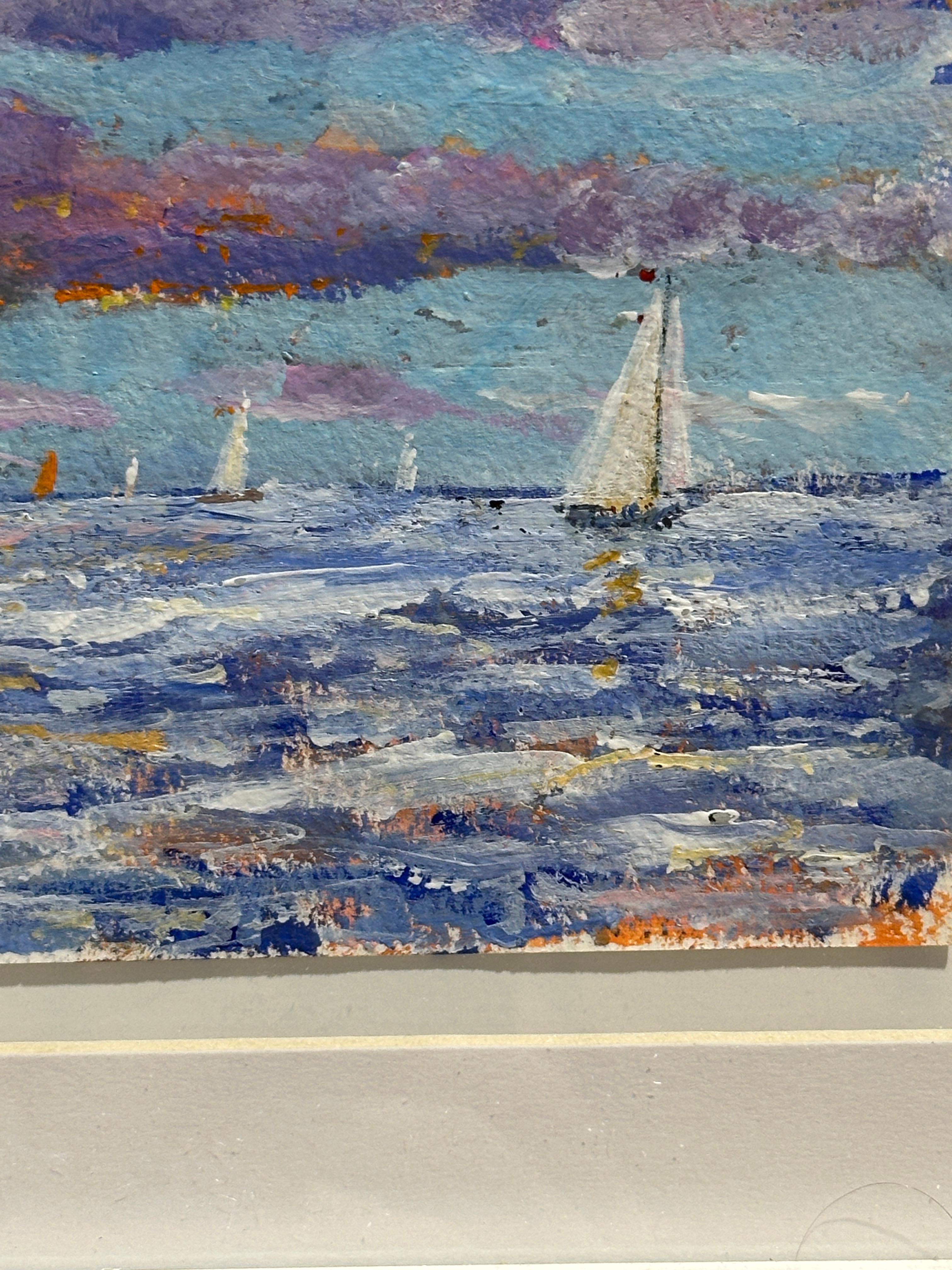 Scène impressionniste de navigation au large des côtes anglaises - Impressionnisme Painting par Charles Bertie Hall
