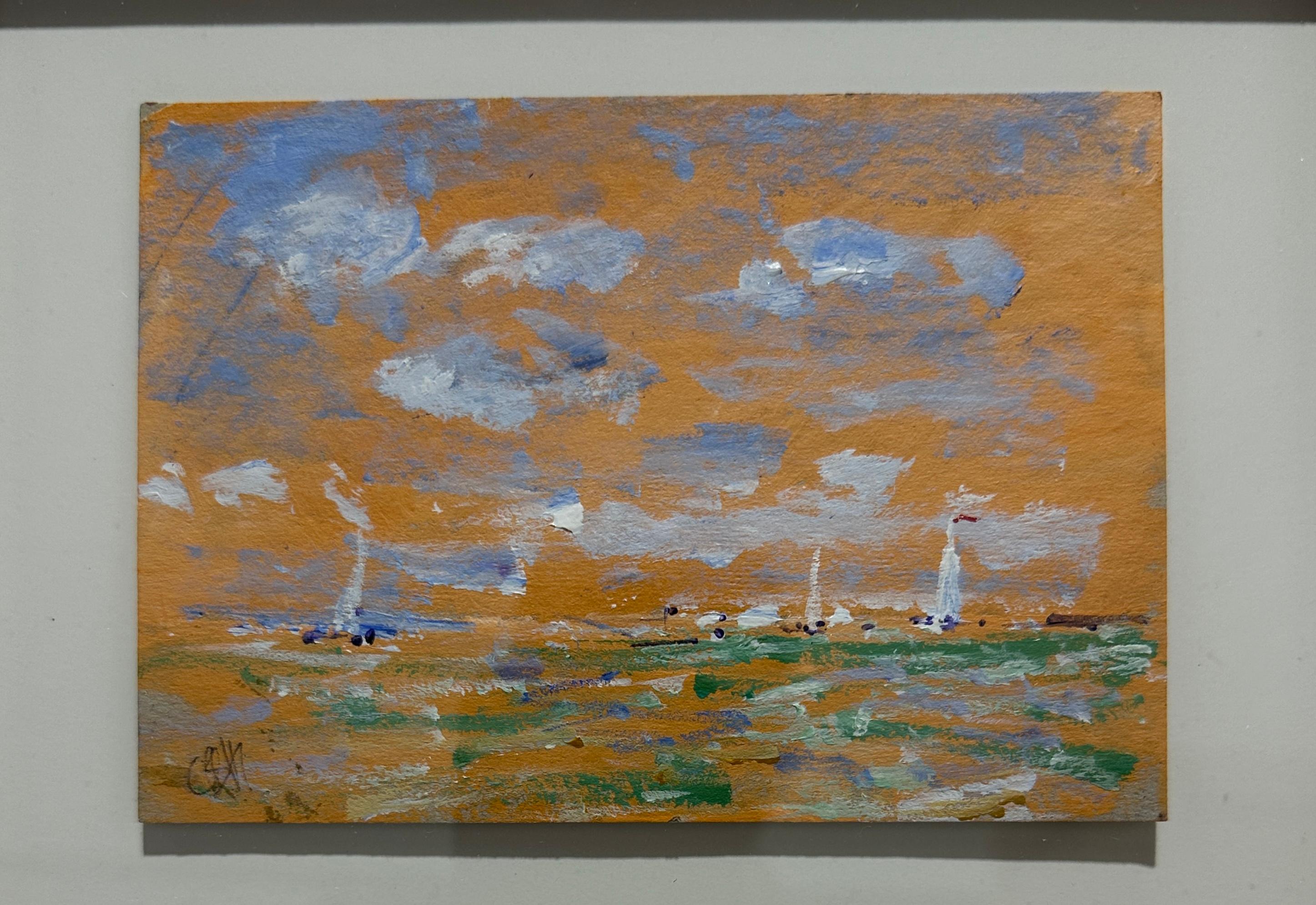 Scène impressionniste de voiliers en course - Painting de Charles Bertie Hall
