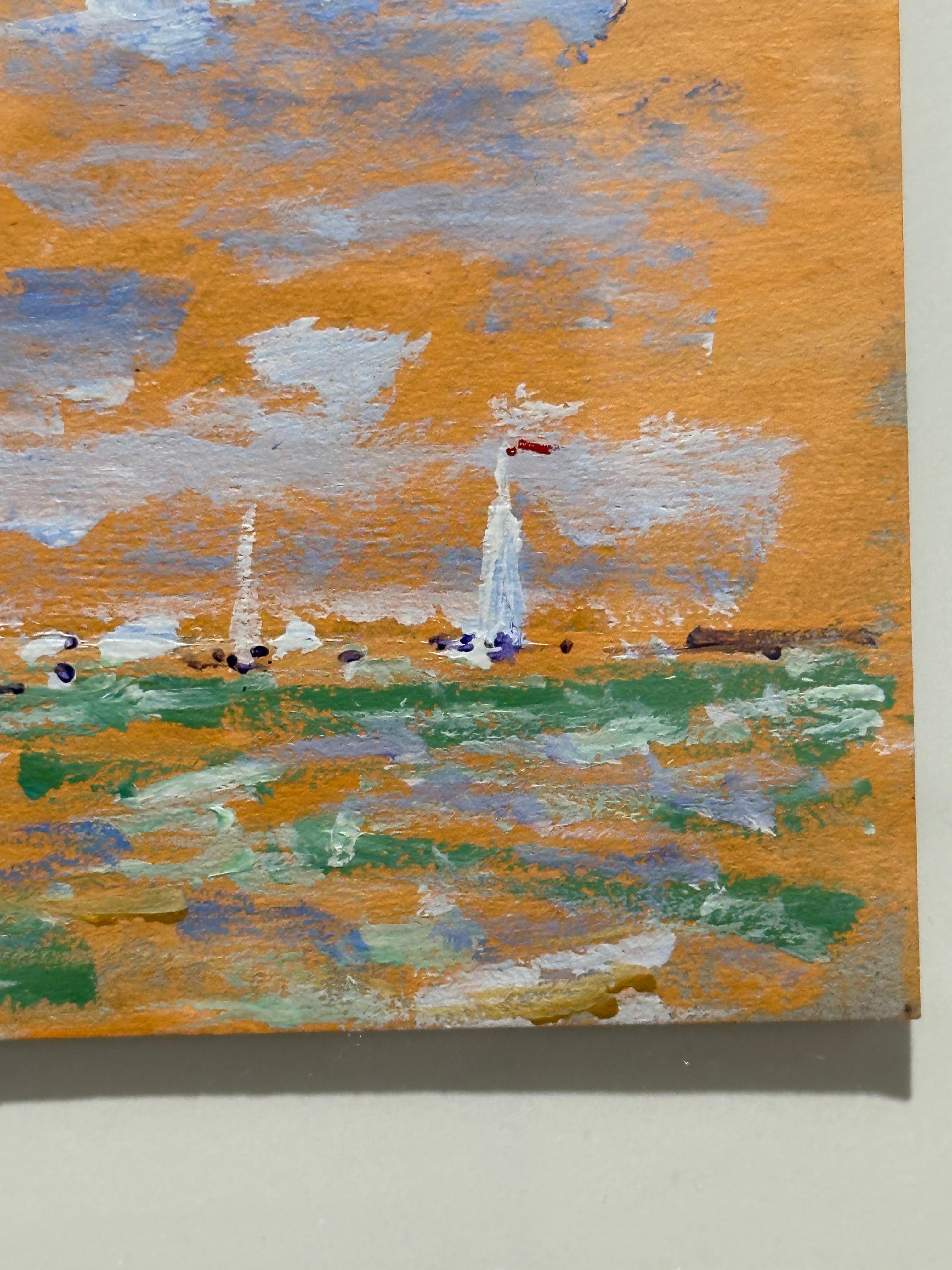 Scène impressionniste de voiliers en course - Impressionnisme Painting par Charles Bertie Hall
