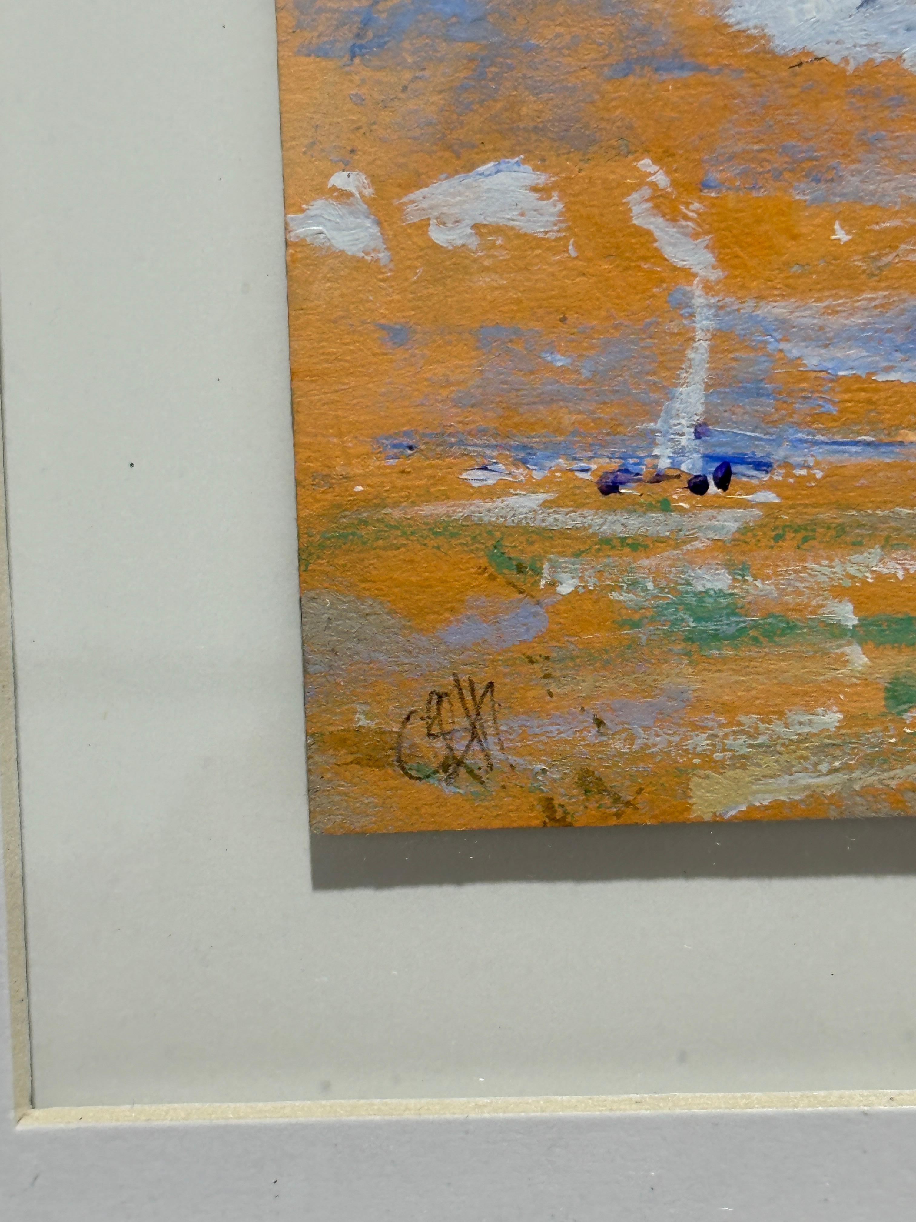 Charles Bertie Hall (Anglo-américain, 20e/21e siècle)
Yachts en course sous un ciel d'or
Huile sur panneau, signée en bas à gauche, provenant de l'atelier de l'artiste.
Présentée dans un nouveau cadre contemporain anglais fait à la main.
Cette