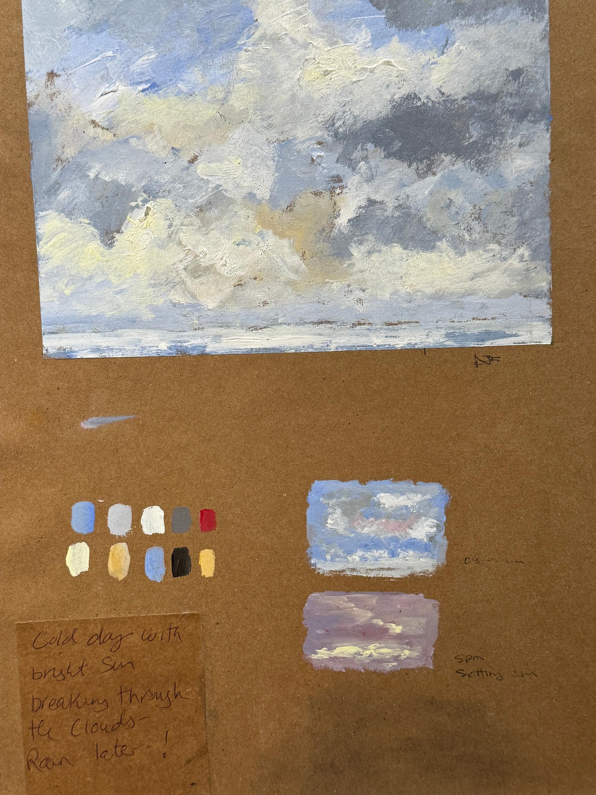 Paesaggio marino impressionista e scena del cielo della costa nel sud dell'Inghilterra - Painting di Charles Bertie Hall