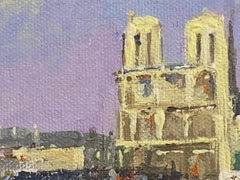 Impressionist sketch of a Morning  over Notre Dame, Paris France