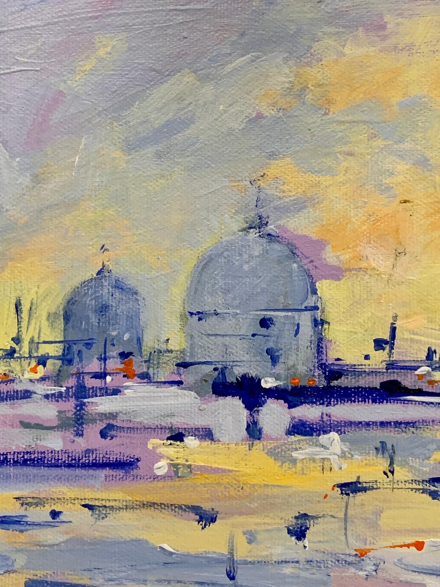 Boceto impresionista de un Amanecer sobre el Gran Canal, Venecia, Italia - Painting de Charles Bertie Hall