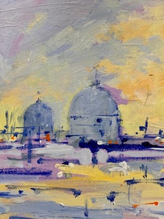 Impressionist sketch of a Morning sunrise over the Grand Canal, Venice, Italy