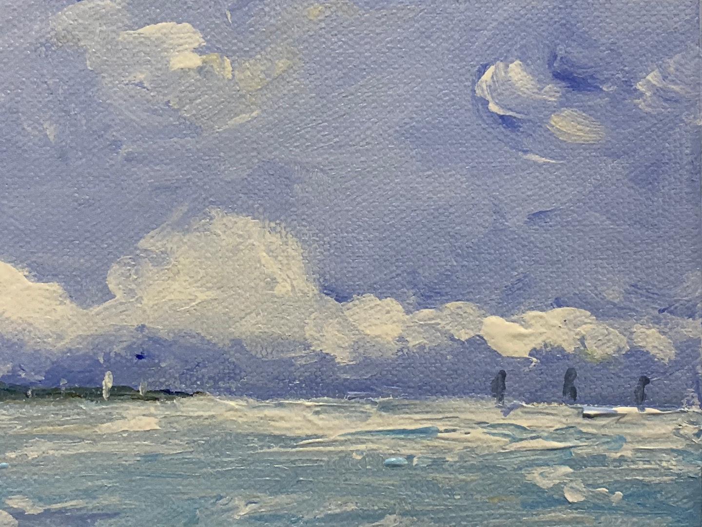 Impressionist sketch of Yachts off the Long Island Sound, near Greenwich CT For Sale 1